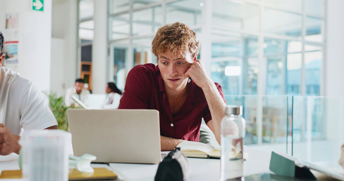 Man working with low energy and fatigue