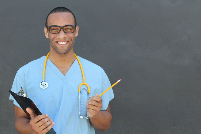 doctor in blue clothes