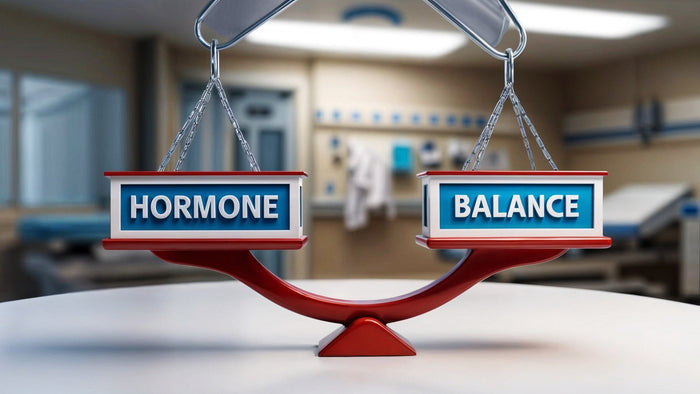 a scale with hormone on left and balance on right